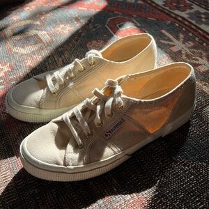 Superga Canvas Sneakers in Beige, Sz 38